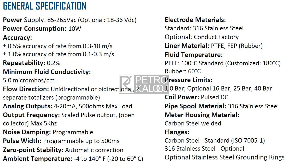 مشخصات فنی فلومتر-پتروکالوج